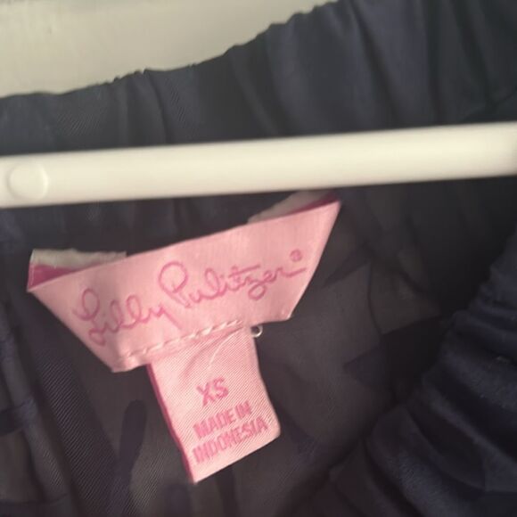 Lily‎ Pulitzer navy blue sheer floralpattern cap sleeve blouse size XS - Picture 5 of 7